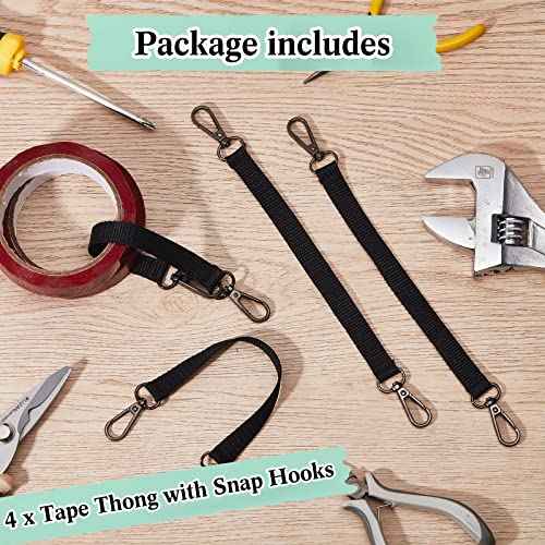 Zhehao Electrical Tape Holder for Belt Thong with Snap Hooks Polyester Electrical Chain Electrical Tape Strap Measure Holder Chain for Pouch Bag Tool Box Construction, Black