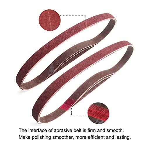 1/2 x 18 Inch Aluminum Oxide Sanding Belts, 4 Each of 40/60/80/120/180/240 Assorted Grits Abrasive File Belts for Air Belt Sander, 24-Pack