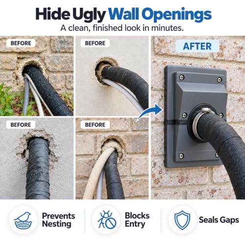 Celinfto 2.36 in HVAC Wall Penetration & Line-Set Cover Kit - White
