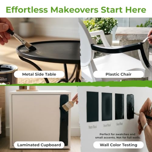 THE ONE All-In-One Paint & Primer - Black Matte, 8.5 Fl Oz / 250ml - One Coat Indoor & Outdoor Wall, Floor, Furniture