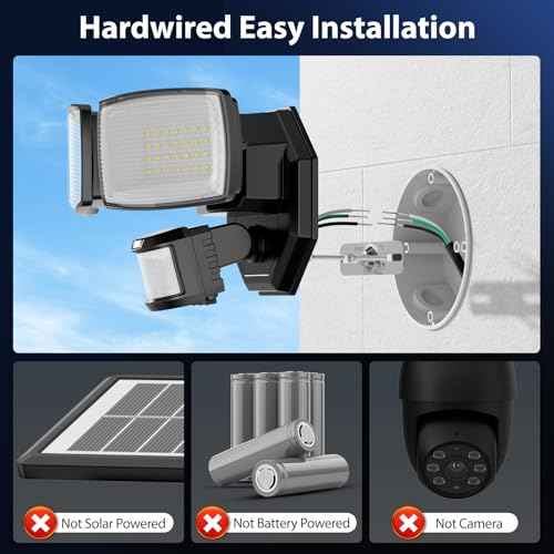 Onforu 32W 2 Head Motion Sensor Outdoor Lights, 3200LM 6500K Hardwired LED Security Light, Dusk to Dawn, Motion Detector Light for Outside, 2 Pack IP65 Waterproof Flood Lights for Garage, Yard(Black)