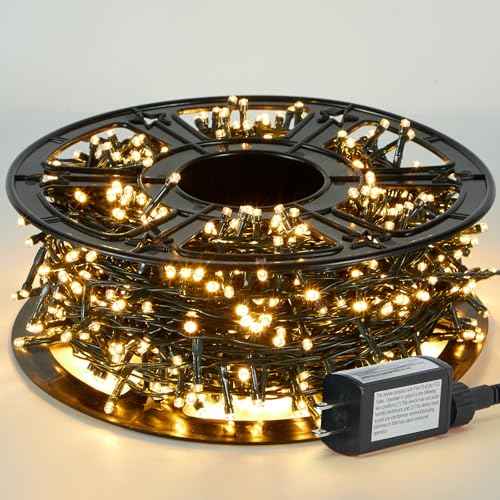 164FT 1000LED Warm White Christmas Lights Outdoor with 8 Modes, IP44 Waterproof Plug in Christmas Tree Light Fairy String Lights for Christmas, Patio, Garden, Indoor Outdoor Decor