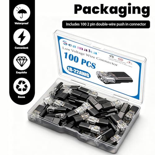 Seamaka 100 Pcs D2 Quick Connect Wire Connectors 18-22 AWG for Electrical Wiring