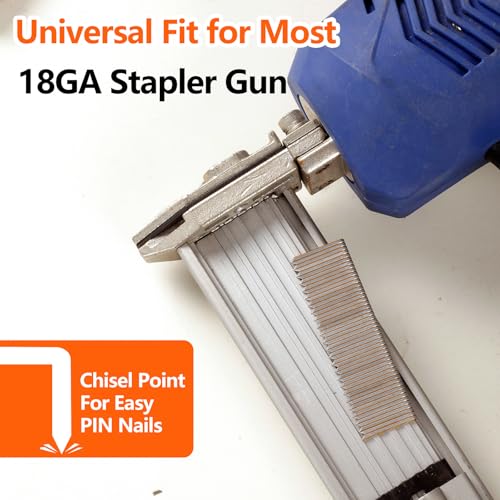 1000-Count 1/2 Inch Length, 18 Gauge 1/4 Inch Narrow Crown Staples, Heavy Duty Beveled Chiseled Pointed Galvanized Staples, for Pneumatic, Electric 18GA Stapler Gun