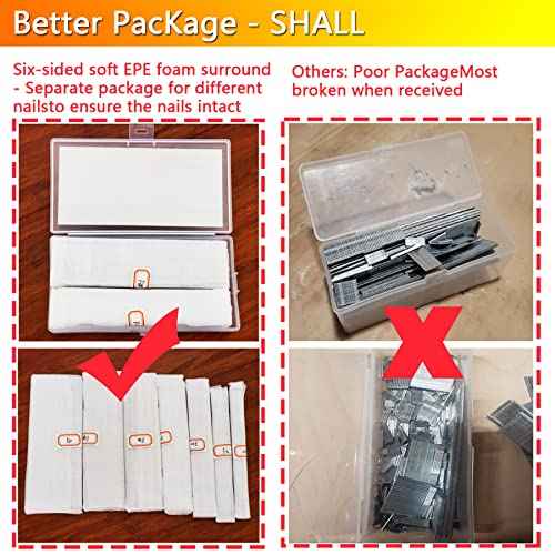2100 PCS Brad Nails 7 Sizes multi-Length Galvanized Straight Finishing Nail,Each specification has an independent sponge anti-collision packaging