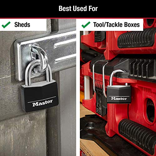 Master Lock 141D Keyed Padlock - Black Covered Aluminum Lock for Gym Locker - 1 Pack