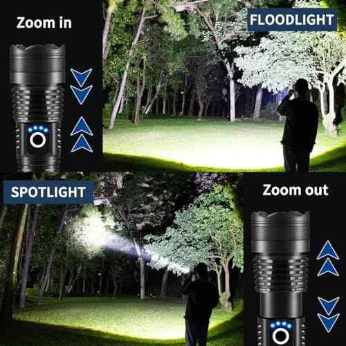 Flashlights High Lumens Rechargeable, 2Pack Rechargeable Flashlights, Super Bright Flashlight, 5Mode Tactical Flashlights High Lumens, LED Flashlight High Powered, Waterproof Flash Light LED