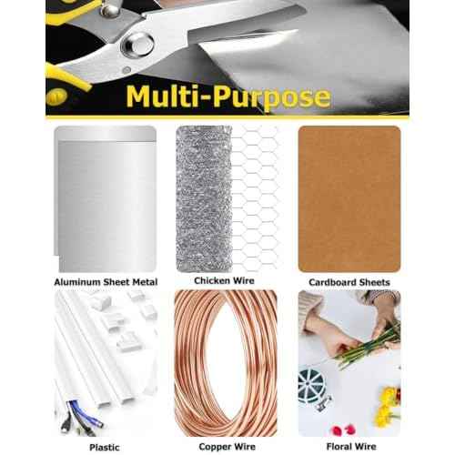 Aviation Tin Snips 9 Inch Heavy Duty Metal Cutter Shears Straight Cut for Cutting Metal Sheet, Chicken Wire, Artificial Flowers, Easy Grip, Stainless Steel Cutter