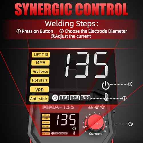 135A Stick Welder, ARC/Lift TIG Welding Machine 110V with Synergic Control, IGBT Inverter Digital Display Portable MMA Welder Machine with Hot Start, Arc force, VRD and Anti-Stick