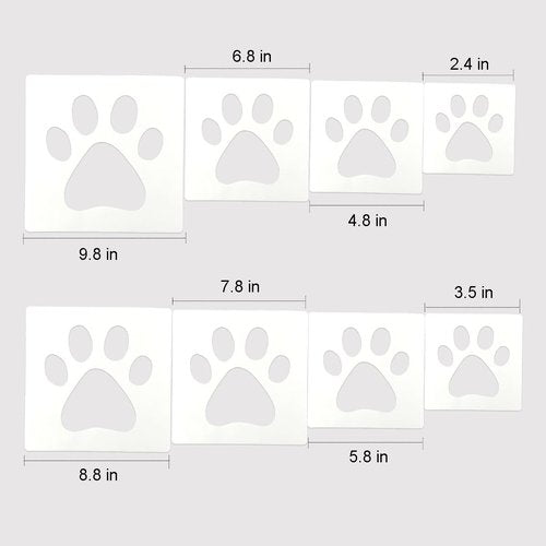 Paw Stencil, 8Pcs Large Dog Paw Stencil for Painting,Cute Bear Cat-Paw Print Stencils Template Reusable Plastic Animal-Paw Paint Stencils for Crafts Art Painting on Wood Paper Flag Wall Home Decor