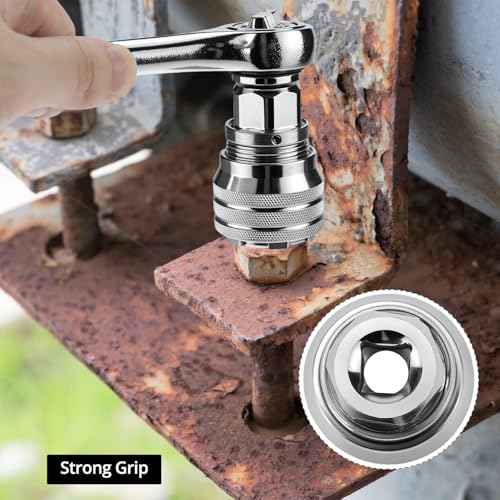 QWORK Adjustable Universal Socket Wrench, 10-19mm Adjustable Drive Socket Wrench Sleeve, 3/8" Drive Manual Socket Wrench