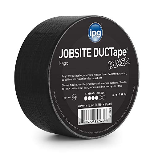 IPG JobSite DUCTape, Colored Duct Tape, 1.88" x 20 yd, Black (Single Roll)
