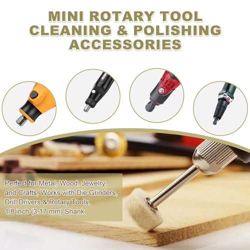 120PCS Polishing Buffing Wheels for Dremel Tool Accessories, 1/8" Shank Rotary Polishing Kit for Metal, Jewelry, Wood, Watches, Plastic, Glass & DIY Restoration