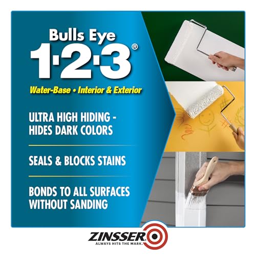 Zinsser Bulls Eye 1-2-3 Water-Based Primer & Sealer, White, Quart