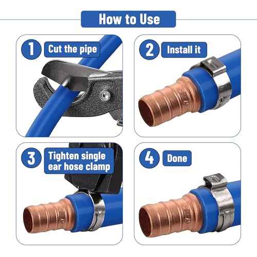 Bates- 1/2" PEX Cinch Clamp Rings, 50 Pack, Stainless Steel, PEX Pipe Clamps