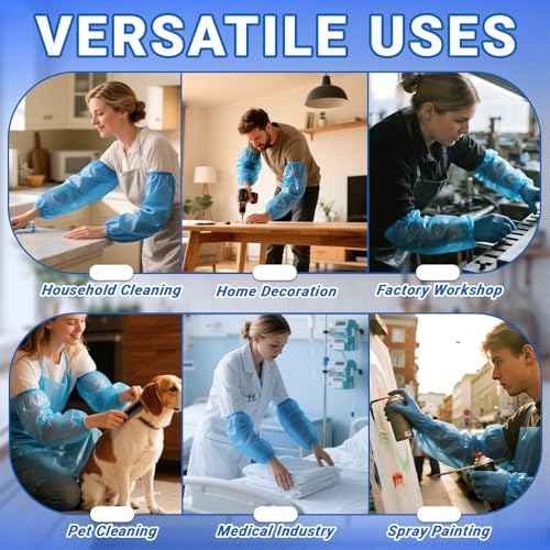Disposable Arm Sleeves Covers - 100 Pcs Plastic Sleeve Protectors for Arms Waterproof Oilproof Disposable Oversleeves Covers for Painting, Cleaning, Repairing, Tattooing, Cooking