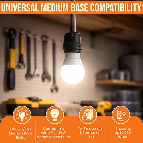 Harrier Hardware Weatherproof E26 Pigtail Lamp Sockets 8-Pack - Outdoor Lighting