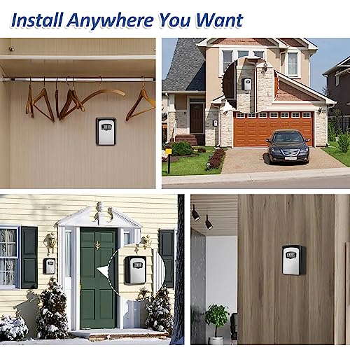 2 Pack Key Lock Box, 4 Digit Combination Lock Box Wall Mounted Waterproof Key Storage Lock Box for Indoor & Outdoor 5 Keys Capacity Re-Settable Code