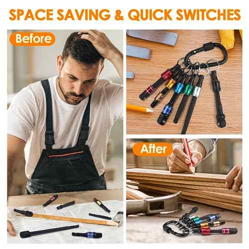 Tools for Men Bit Holder Tool Gifts for Men Gifts Christmas 1/4 Hex Shank Socket Screwdriver Drill Bit Holder Keychain Impact Driver Extension Bar Cool Stuff Gadgets Gifts for Dad Who Have Everything