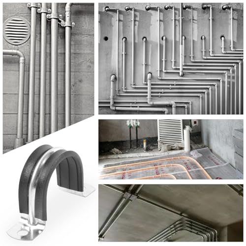 3/4 Inch Reinforced Rigid Pipe Strap, 2 Holes U Bracket Cable Clamp Hanger, Rubber Cushioned Insulated Clamp, Conduits Strap Clamps for Pipe Fixing on Various Surfaces, 10 PCS(20mm)