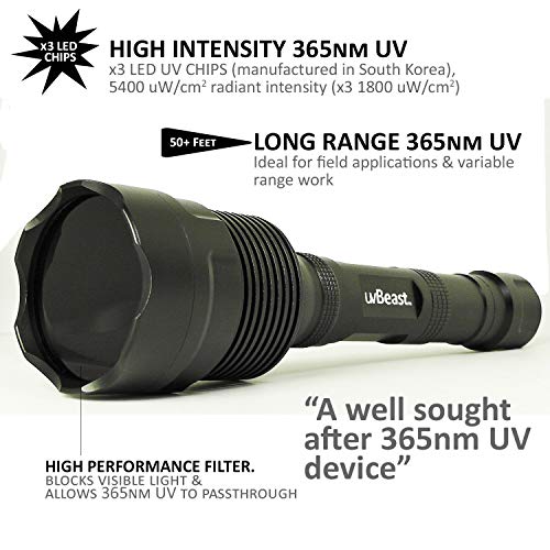 UVBeast V3 365nm High Power UV Flashlight Long Range Professional Grade