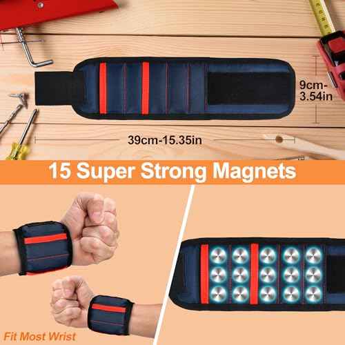 Magnetic Wristband for Tools Gifts for Men Powerful Magnets for Holding Screws Nail Stocking Stuffers Birthday Christmas Gifts for Dad Grandpa Husband Handyman Boyfriend Anniversary Fathers Day