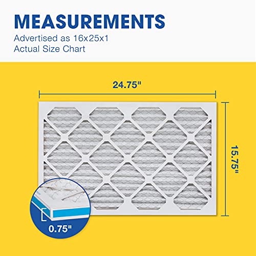 Aerostar 16x25x1 MERV 8 Pleated HVAC Air Filters - 6 Pack, Fits Most Systems