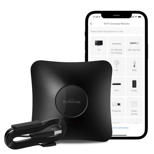 BroadLink RM4 pro Smart Remote and Sensor Cable Set RM4 pro S (2.4 GHz Wi-Fi Only), Universal IR RF Remote Control Hub with Temperature Humidity Monitor USB Cable, Works with Alexa & IFTTT