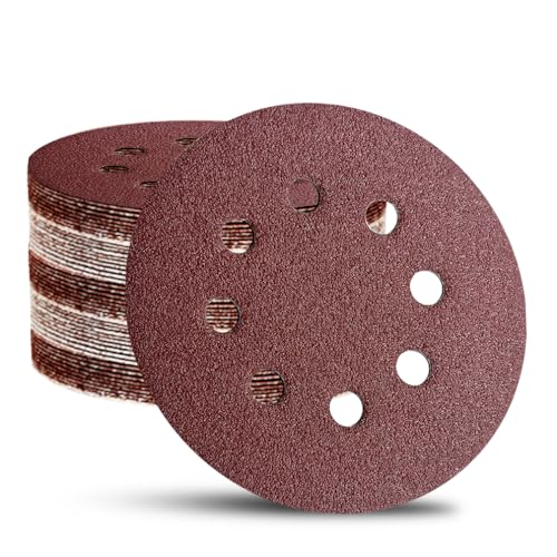 NOOKEYA 52 Pack Mixed Grit 5 Inch Sanding Discs for Orbital Sander, 60-320 Grits