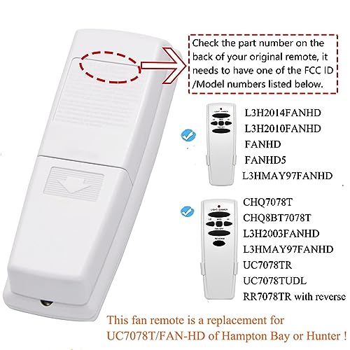 UC7078T Ceiling Fan Remote Control Replacement for Hampton Bay - with Reverse (Transmitter Reverse) Brand Breeze Bay