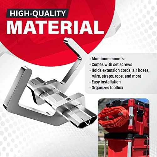 Packout Extension Cord Holder for Alpha Rail System Compatible with Milwaukee Packout Tool Box - Fits Packout Organizers - Perfect Packout Accessories Upgrade & Packout Mods Solution - Silver