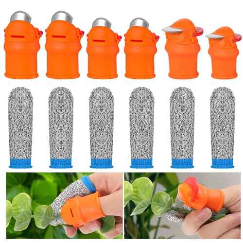 12 Pcs Gardening Thumb Knife, Silicone Gardening Finger Sleeve Finger Knife-Plants Picking Trim Hand Tools, Orange Thumb Cutter Harvesting Tool for Picking Plant Vegetable Fruit