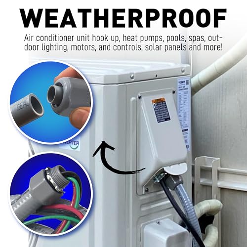 Sealproof Power Whip Assembly 6 ft 1/2-Inch Liquid Tight Flexible Electrical Conduit Kit