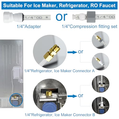1/4 in Refrigerator Water Line Kit 25 ft with 11 fittings A-25ft-11pcs for Ice Makers RO Systems