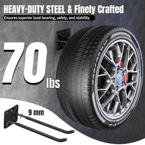 Heavy Duty Garage Hooks and Tool Organizer, Wall Mount Utility Storage Hangers for Car Tires, Ladders, Chairs, Garden Tools, Power Tools and More£¨2PC-12.4 Inches£©