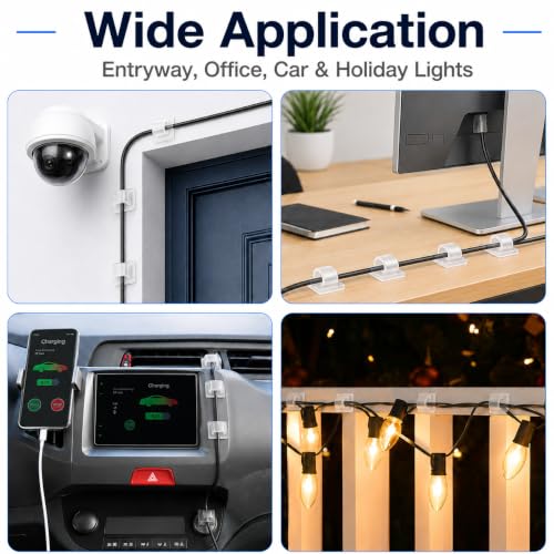 Abnii 100PCS Transparent Small Adhesive Cable Clips Wire Organizer