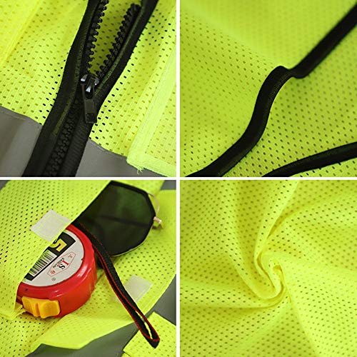 XIAKE Yellow Mesh Reflective Safety Vest for Men & Women Class 2 ANSI Standard Large