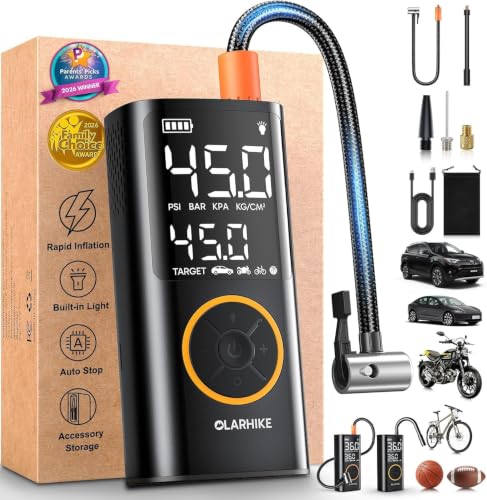 OlarHike Portable Tire Inflator & Air Compressor with USB Power Bank