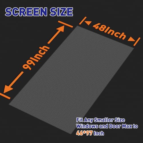 MAGZO Heavy-Duty Gray Window Screen Mesh 48 x 99 Inches - UV & Bug Blocker