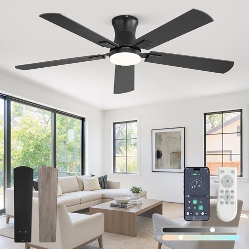Fanbulous 52-Inch Black Ceiling Fan with Light, Remote & App Control