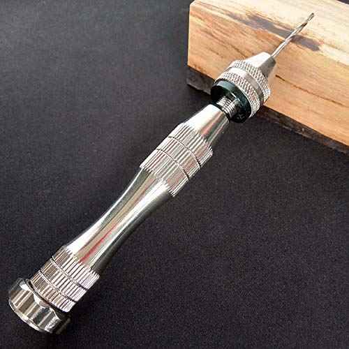 KINGFOREST Precision Pin Vise Hand Drill - Steel Manual Tool with 20-Piece Micro Bits (0.8-3mm) for Resin Casting Molds, Woodworking, Jewelry Making, Model Kits & Miniature Crafting (Silver)