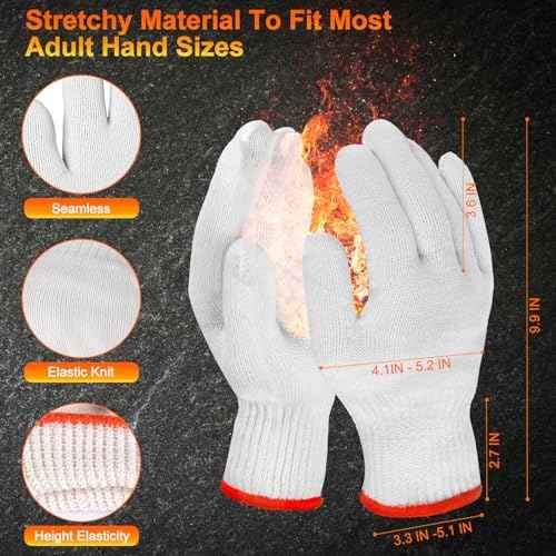 BBQ Gloves 50 Disposable nitrile Gloves with 2 Reusable Cotton Liners Guantes for Cooking Food Prep,Powder Latex Free,Heat Resistant for Grilling, Barbecue, Smoker Guante Heat Froof for Men - XLarge