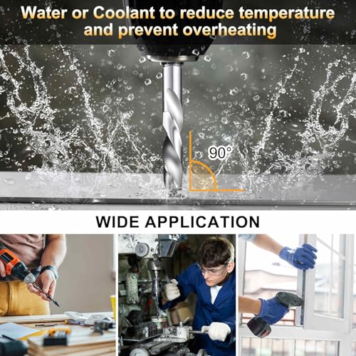 HARFINGTON 17mm Drill Bit 1/2" Reduced Shank Round 4241 High Speed Steel Uncoated (Bright) 118¡Æ Standard Point for Plastic Wood Copper Aluminum Iron Medium Soft Metal