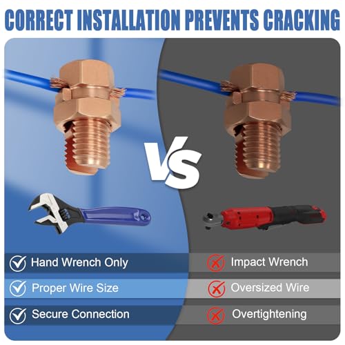 20 Pcs TJ-16 Split Bolt Connectors for 6/7/8 AWG Bare Wires - Ground Bonding
