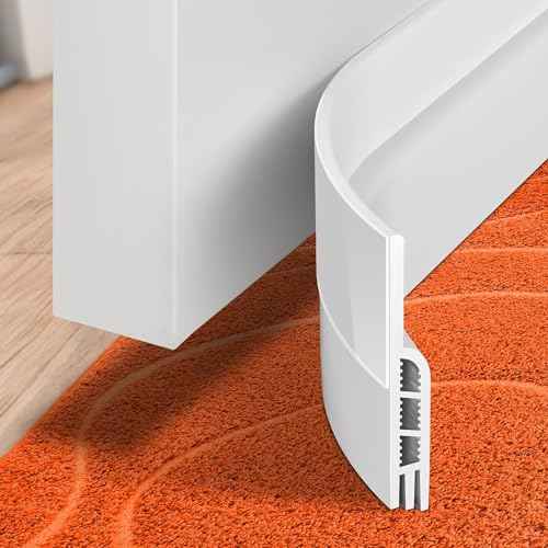 Holikme Door Draft Stopper Under Door Draft Blocker Insulator Doors Sweep Weather Stripping Noise Stopper Strong Adhesive, White