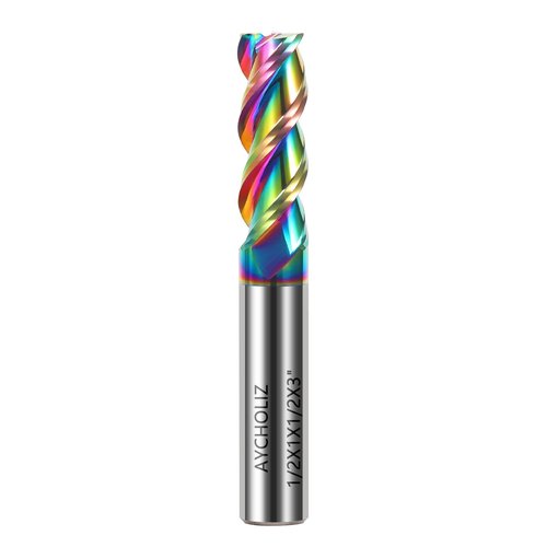 AYCHOLIZ 1/2" Solid Carbide Flat End Mills Set 3 Flute Diamond-Like Coating End Milling Cutter for Aluminum,Copper,Magnesium Alloys