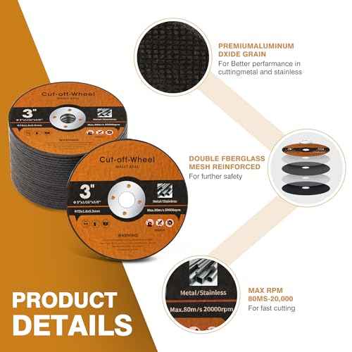 25 PCS 3 Inch Cut Off Wheels Metal and Stainless Steel Cutting Wheel for Angle Grinder 3"x1/16"x3/8"Cutting disc Die Grinder Cut Off Wheel Fits Angle Grinder Air Tool