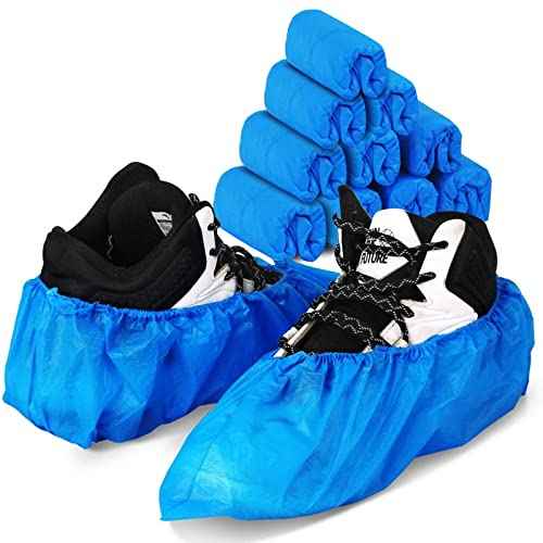 100 Pack 50 Pairs Disposable Shoe Covers Boot Cover Waterproof, Dust proof, The Size Fit Most, Non-slip, Blue, Protect Your Shoes, Floor, Carpet