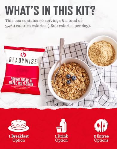 ReadyWise 72-Hour Emergency Food Supply Kit, 30 Servings, Compact Survival Meals