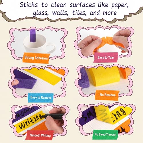 ZFIOPSH 7-Color Masking Tape Set - 1 Inch x 14 Yards, Craft & Labeling Tape